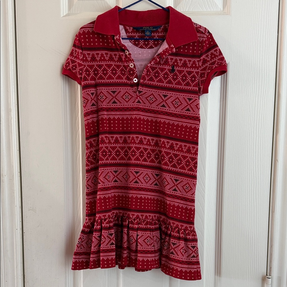 Ralph Lauren Red Patterned Kids Casual Dress